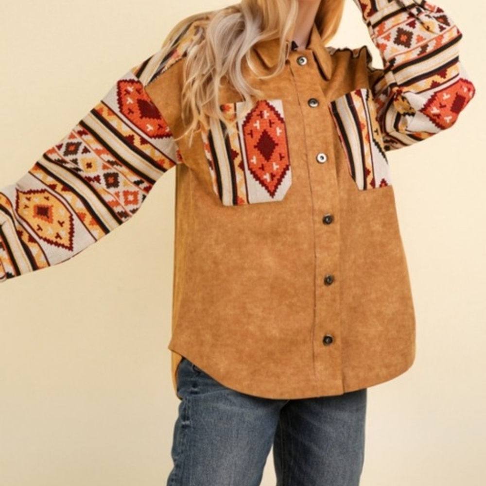 New Tan Western Shacket
